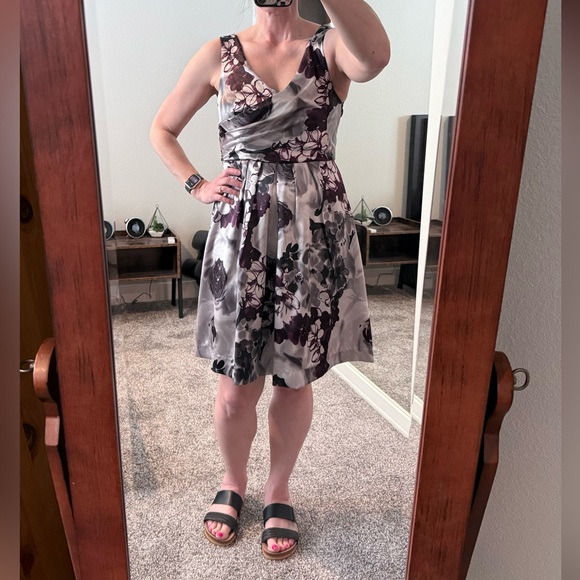 Maurices Elegant Black and Purple Floral Dress - Size 7/8 - Picture 1 of 4